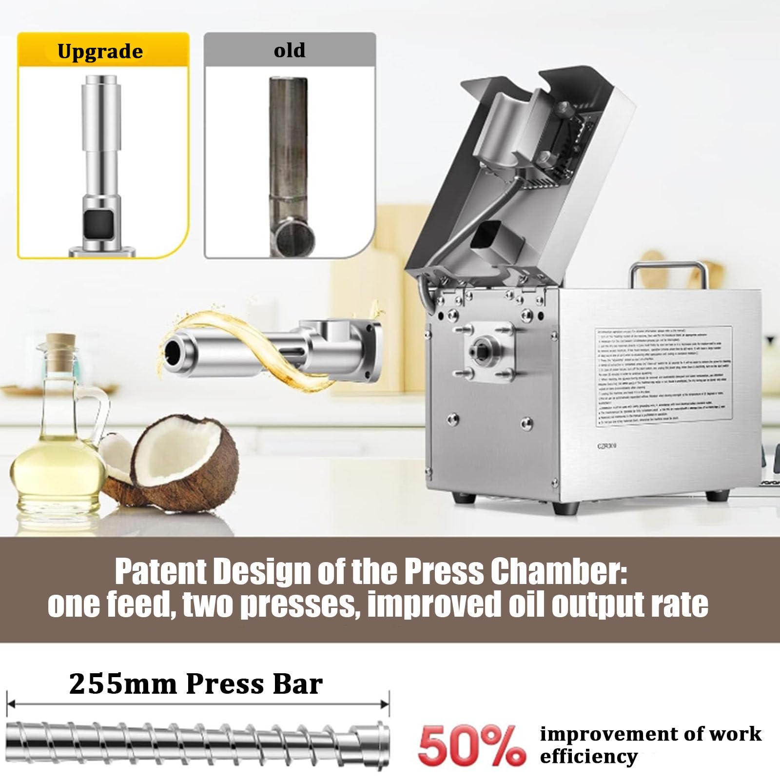 Presse à huile commerciale, presse à huile manuelle, presse à huile automatique, presse à huile domestique, avec contrôle intelligent de la température pour graines de lin, cacahuètes, graines de