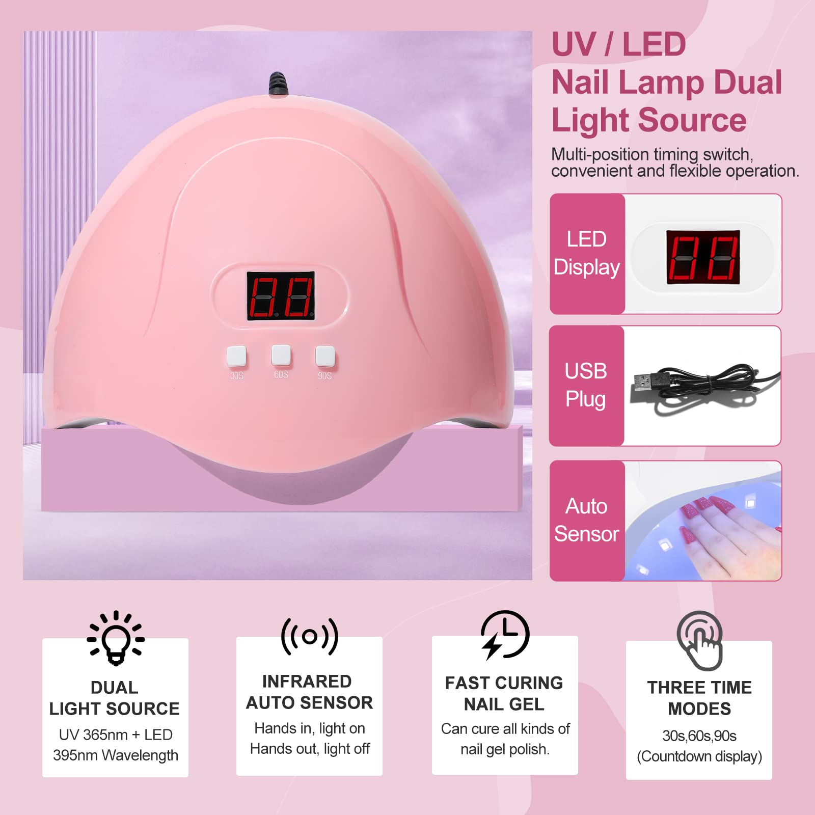 PEACECOLOR Kit Uñas Semipermanentes Completo 21PCS Esmalte en Gel 7ml con Matte Top Coat y Basecoat con 36W Lámpara Led Uñas Kit Uñas Poly U-V Gel Uñas de 15ml Accesorios para Manicura