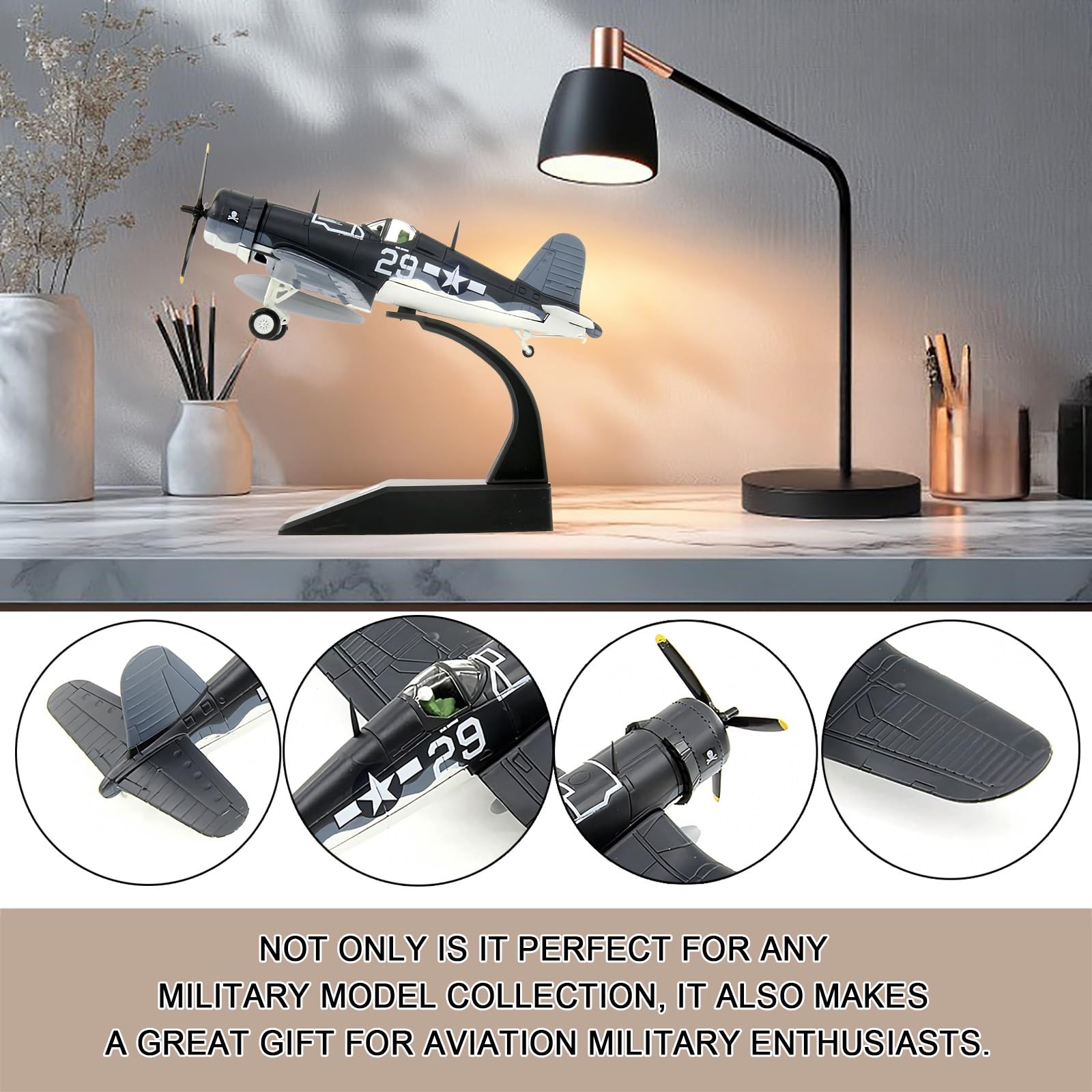 Modello aereo caccia F4U-1 F4U degli Stati Uniti in metallo pressofuso, scala 1/72, preverniciato, non necessita di colla, espositore con elica rotante for aereo militare,collezione