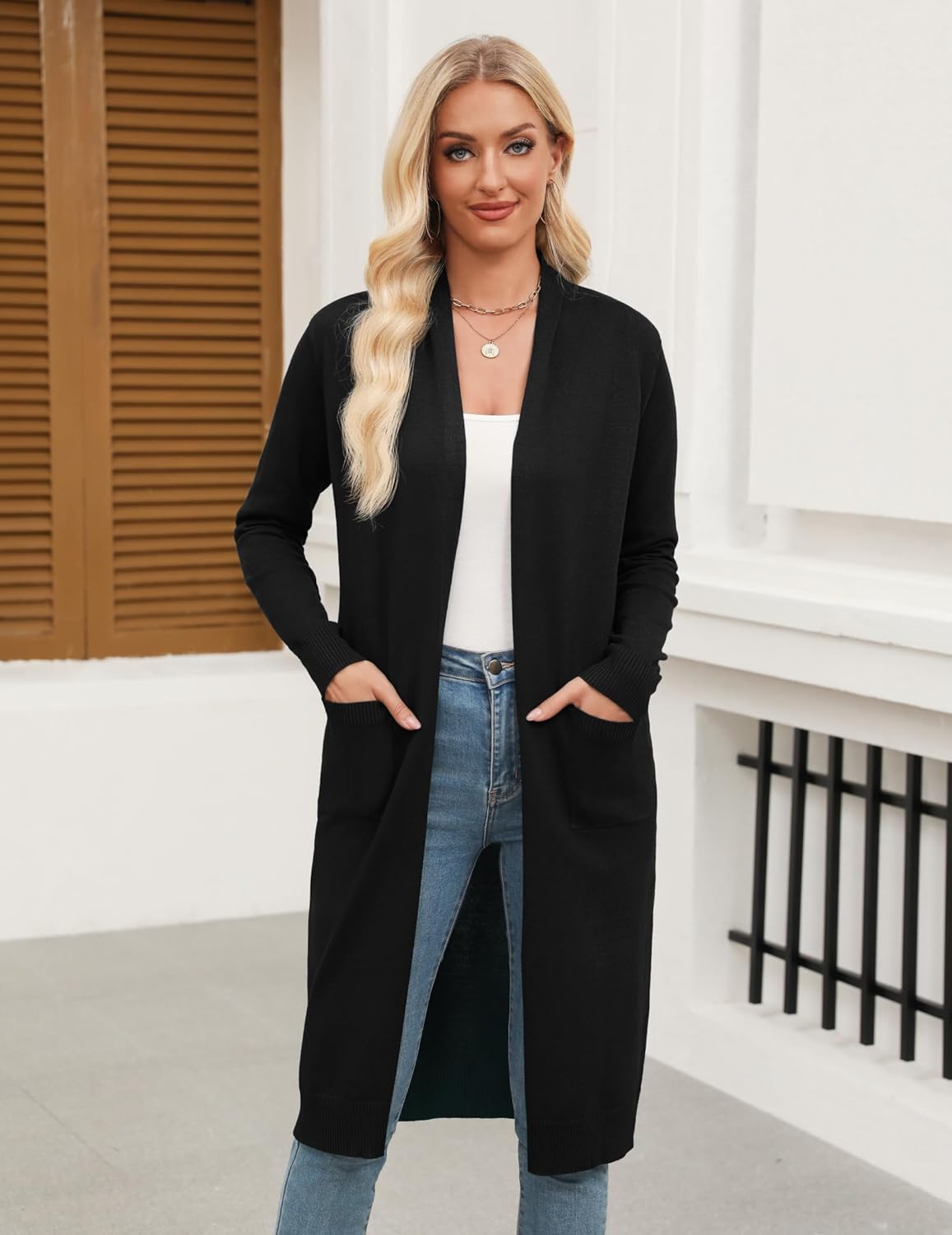 Zeagoo Women's Long Cardigan Sweaters Lightweight Sweater Long Sleeve Open Front Casual Knit Duster Cardigans with Pocket - Image 4