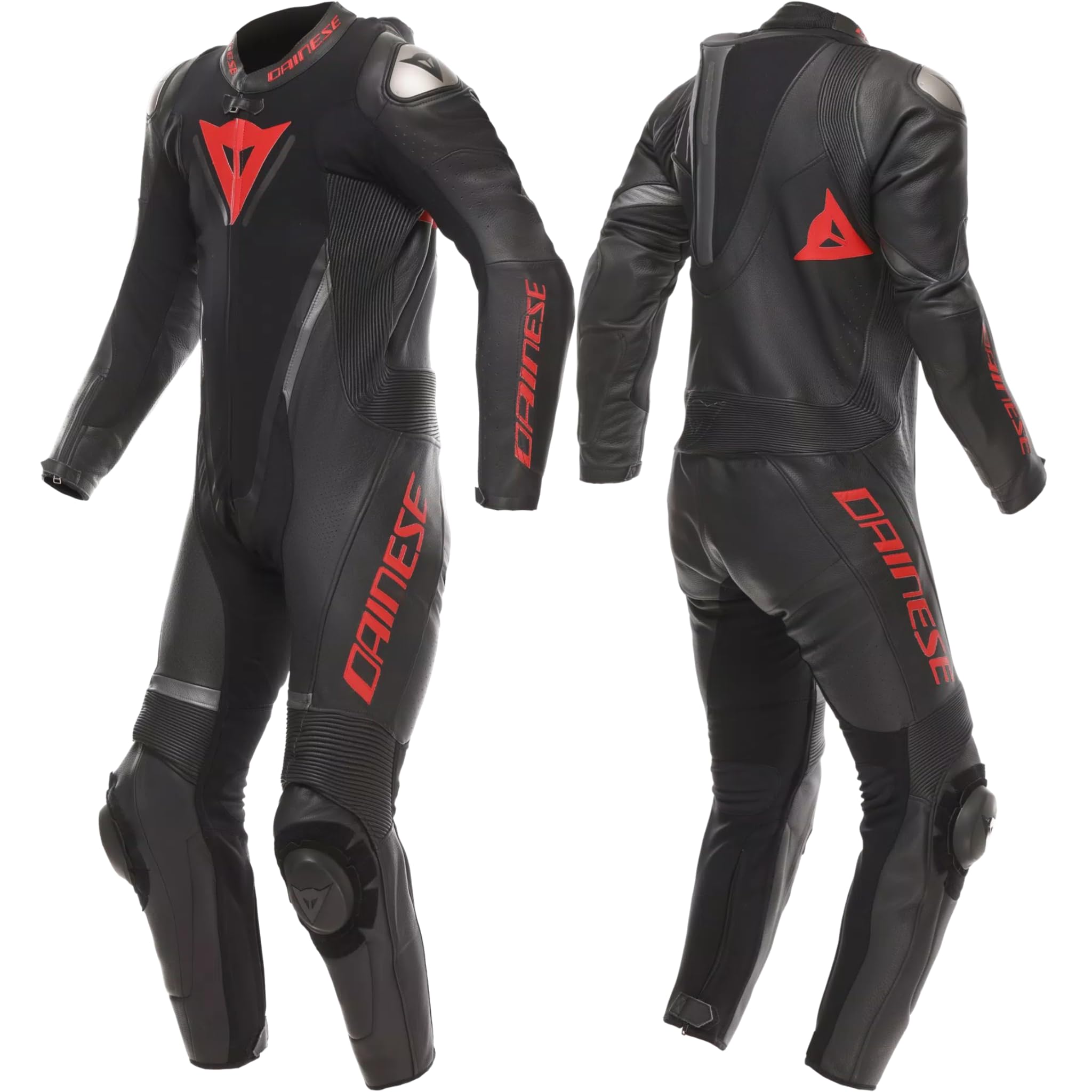 DAINESE Demon Sprint Tuta in pelle da motociclista a pezzo unico perforata, nero/nero/rosso, 48