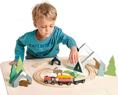 Miniatura 4 de Tender Leaf Toys - Juego de tren Treetops - Hermoso juego de tren de juguete de madera para niños - Habilidades de juego inteligentes e imaginativas