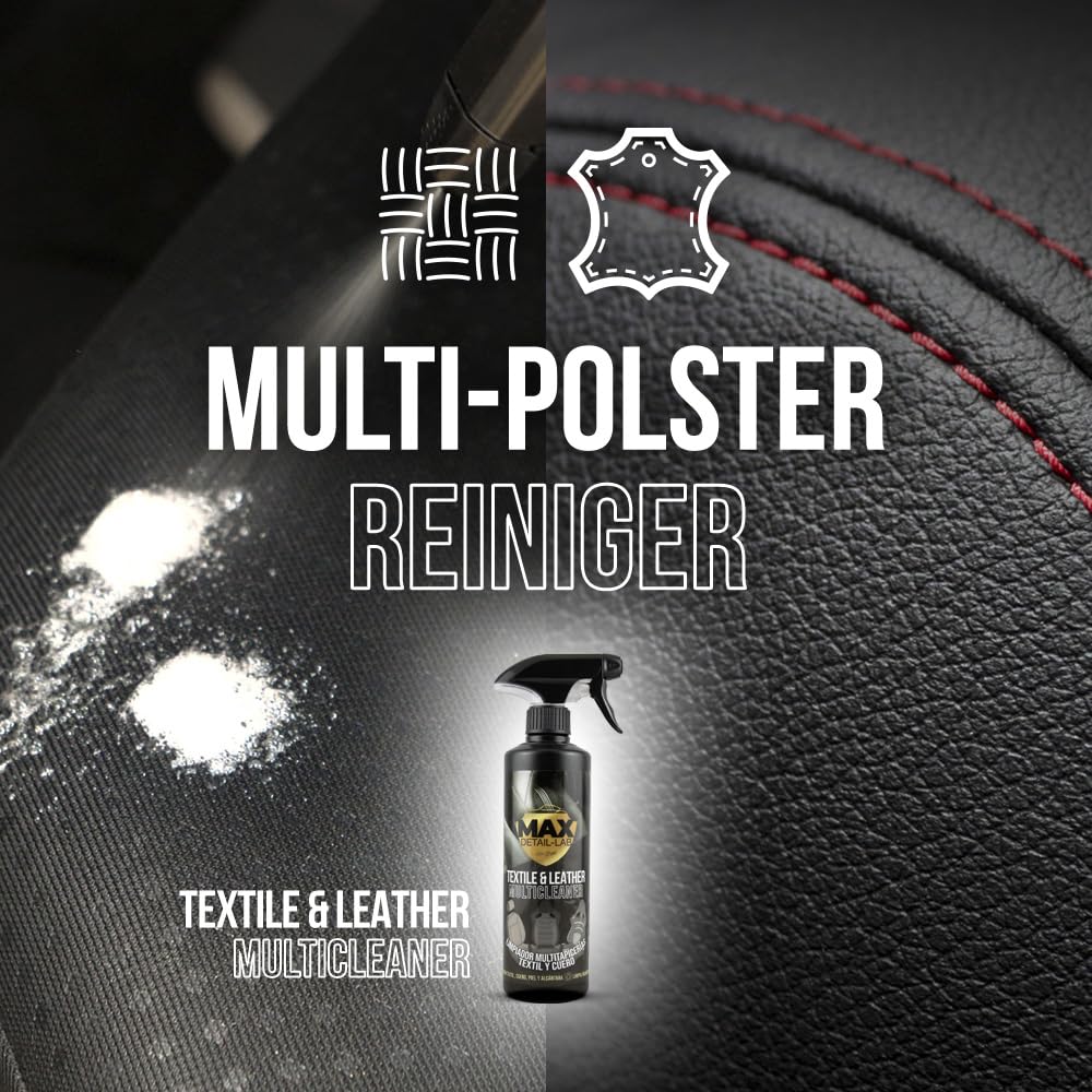 MAX DETAIL-LAB - Textile & Leather - Polsterreiniger Auto Innenraum Reiniger, Entfernt hartnäckige Flecken, Lederpflege Auto, Textil Leder Alcantara, Lederreiniger Autositz Detailing Car Set, 5L