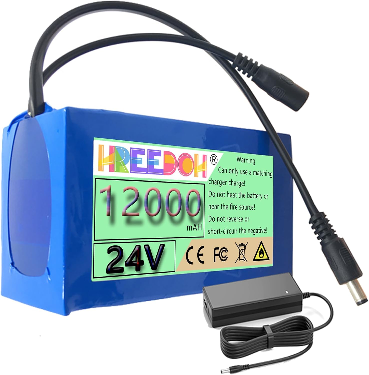 Lithium-ion Battery 24V 12000mAh Rechargeable Battery 24V Lithium Battery Pack for LED Strips Emergency Power Outdoor Lighting with Charger