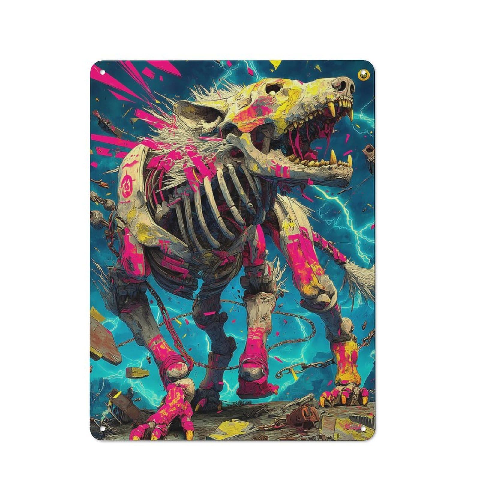 Junmoney Neon Howl – The Last Guardian Of Chaos Classic Metal Wall Decor 40X30cm, Tin Sign For Bar, Kitchen, Garage Or Games Room
