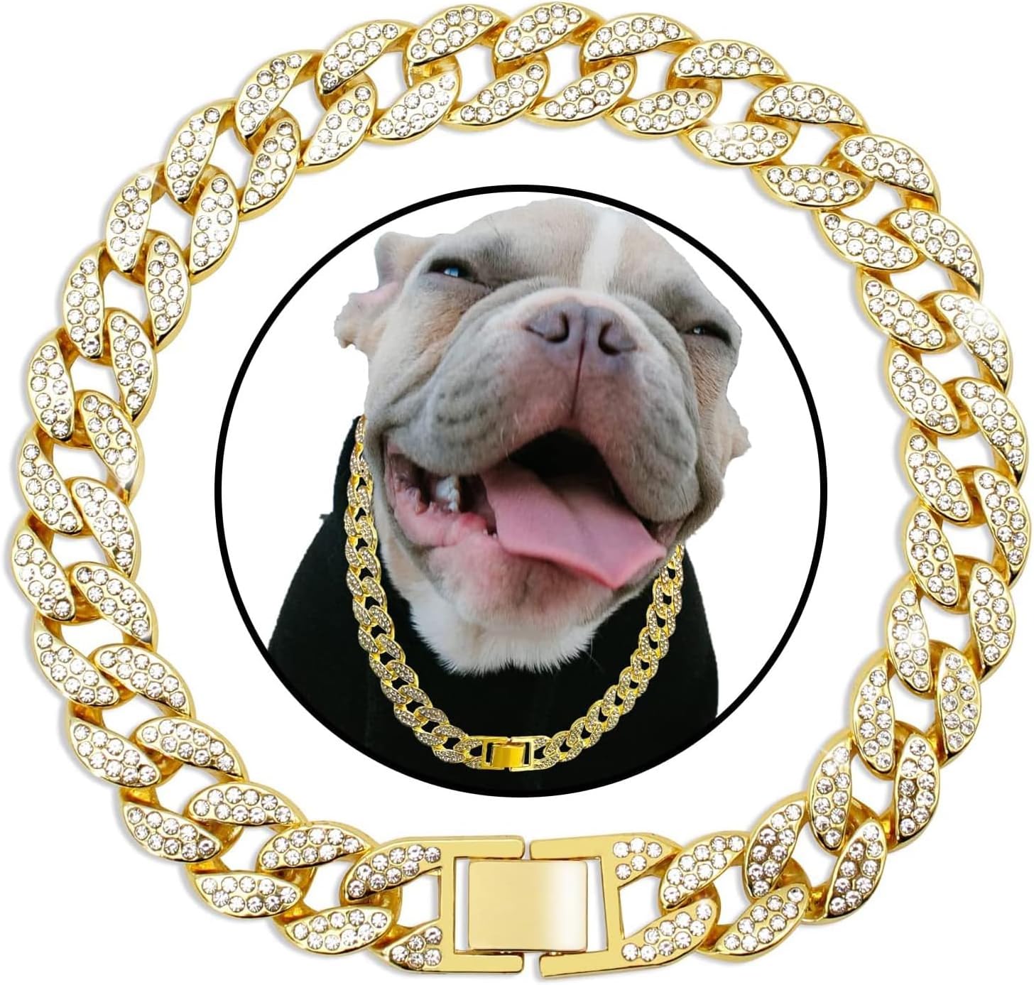 Dog Chain Diamond Cuban Collar Walking Metal Chain Collar, Pet Cuban Collar Jewelry Accessories for Small Medium Large Dogs Cats,Silver,16inch 40cm