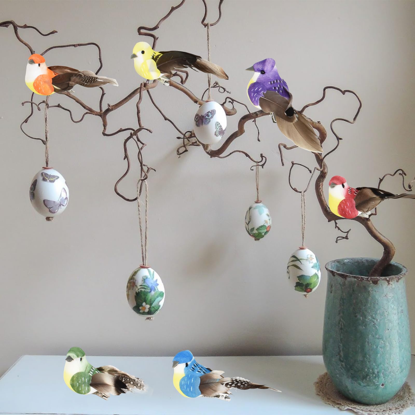 Uccellini Decorativi Finti Con Piume - 12 Pezzi Per Giardino E DIY - Foto 14