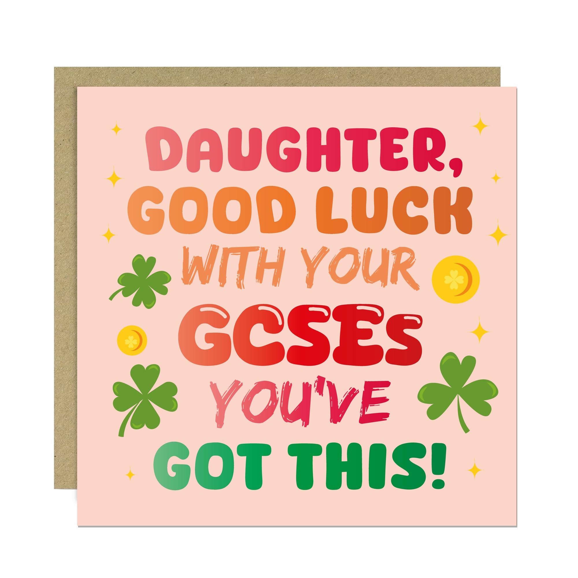 RED OCEAN Good Luck GCSEs Card For Daughter You've Got This Card With Kraft Envelope Encouragement Exam Success Greeting Card Daughter Card For Good Luck