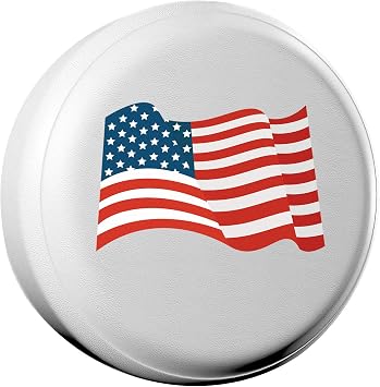 National Flag Spare Tire Cover, Universal Fit for Jeep, Trailer, RV, SUV, Truck,Tough Tire Wheel Soft Cover, Camper Wheel, Weatherproof Tire Protectors WhiteFlag, 14 inch for Tire 25"-27"