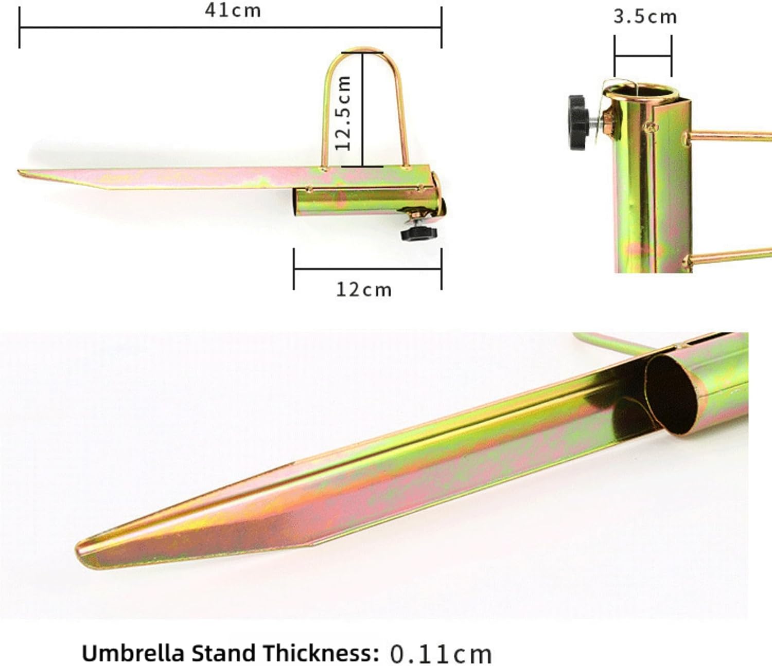 Beach Umbrella Sand Anchor, 16 Inches Adjustable Umbrella Metal Holder | Umbrella Stand Base Heavy Duty Metal Umbrella Holder for Flag, Umbrella, Fishing Rod, Outdoor Park, Patio, Beach