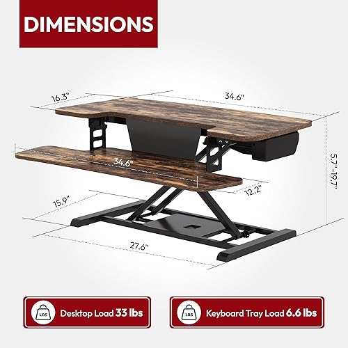 Miniatura 2 de SANODESK Convertidor de escritorio de pie con motor eléctrico de 35 pulgadas de altura, elevador de escritorio ajustable para oficina, hogar,