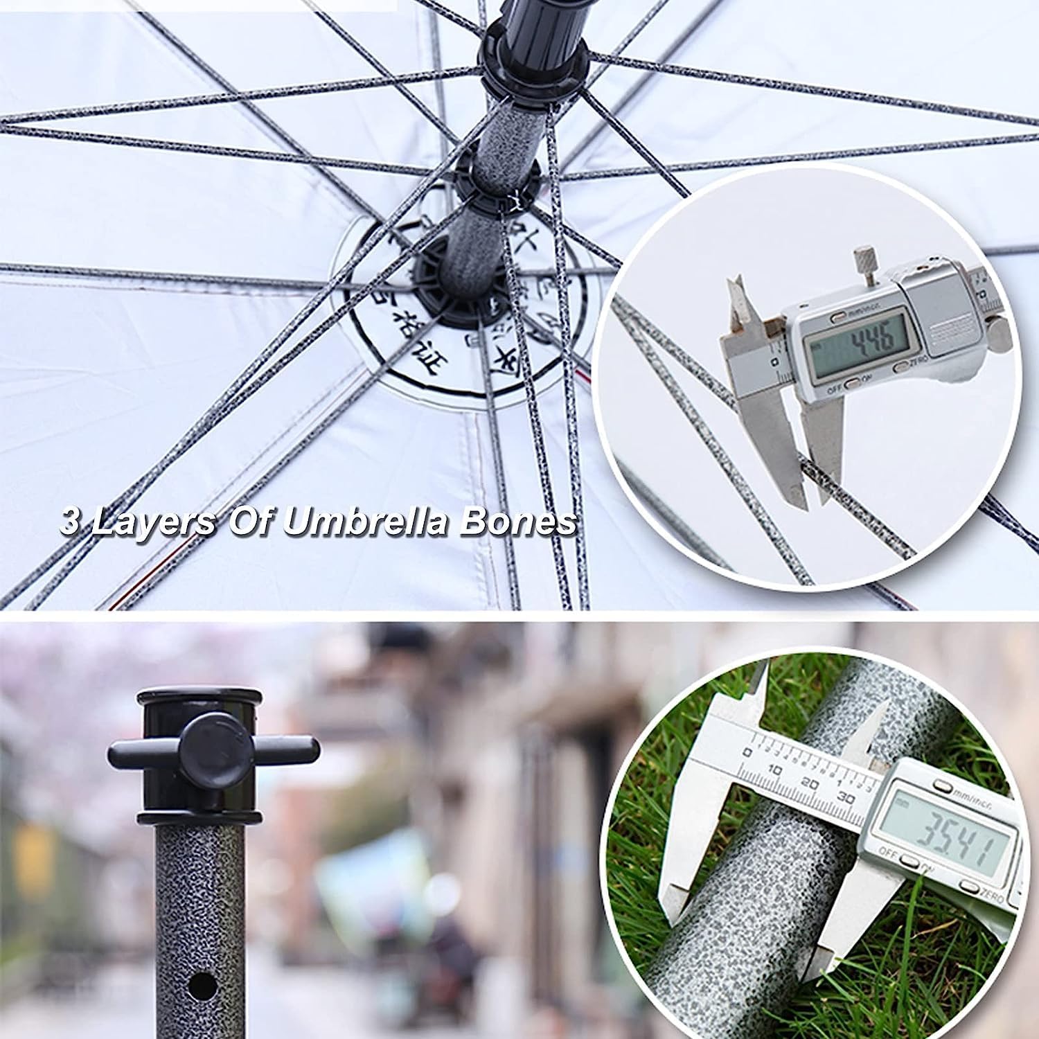 2.4M Round Patio Umbrella, Beach Umbrella with Carbon Steel Pole and 8 Ribs, Outdoor Umbrella for Balcony Lawn Pool