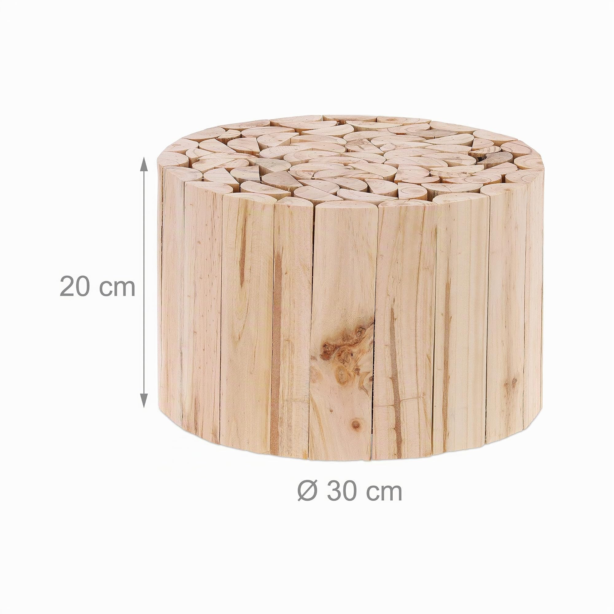 Relaxdays Portavasi in Legno d'Abete Non Trattato, Rotondo, Sgabello per Piante e Fiori, Indoor, HxD: 20x30 cm, Naturale
