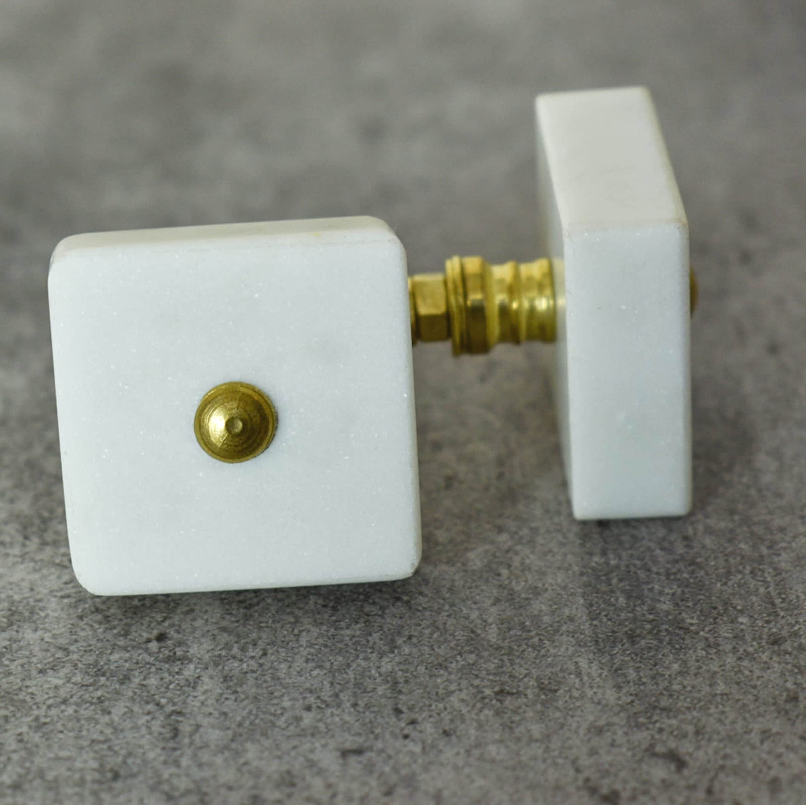 ARTISNO Square Marble Brass Knob, Modern Cabinet Knob, Decorative Hardware, Furniture Hardware, Cabinet Handles