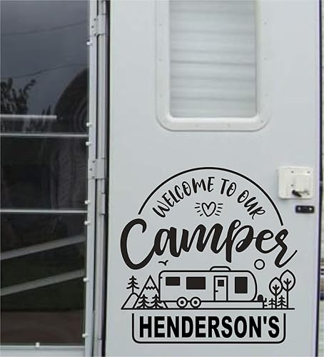 Miniatura 2 de Calcomanía de vinilo personalizada para campistas felices (23 x 23 pulgadas)