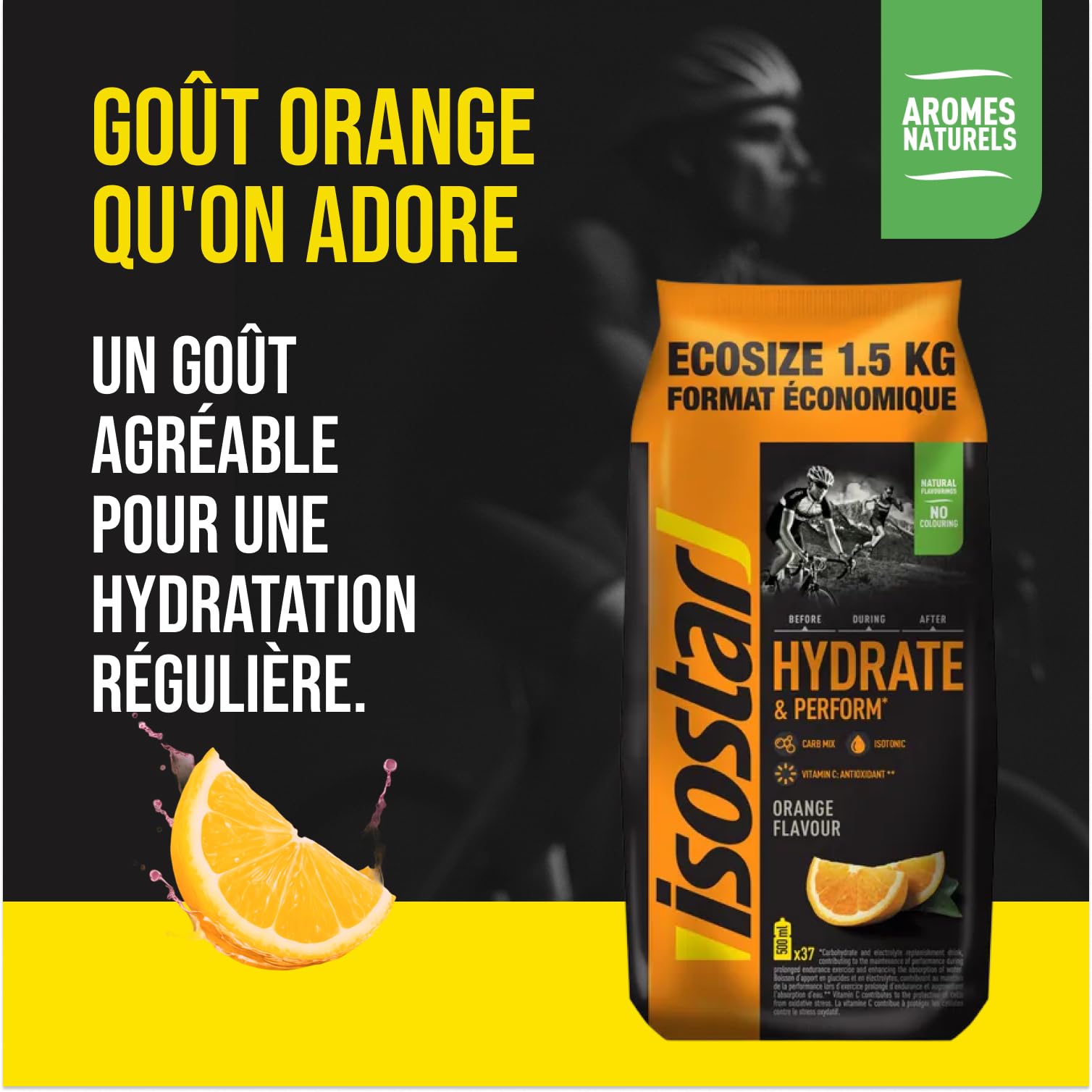 ISOSTAR – Hydrate & Perform Orange – Poudre Boisson Isotonique Sport – Boisson Énergétique Endurance avec Électrolytes, Vitamine C & B1 – Hydratation Running, Vélo & Trail – 1,5 kg