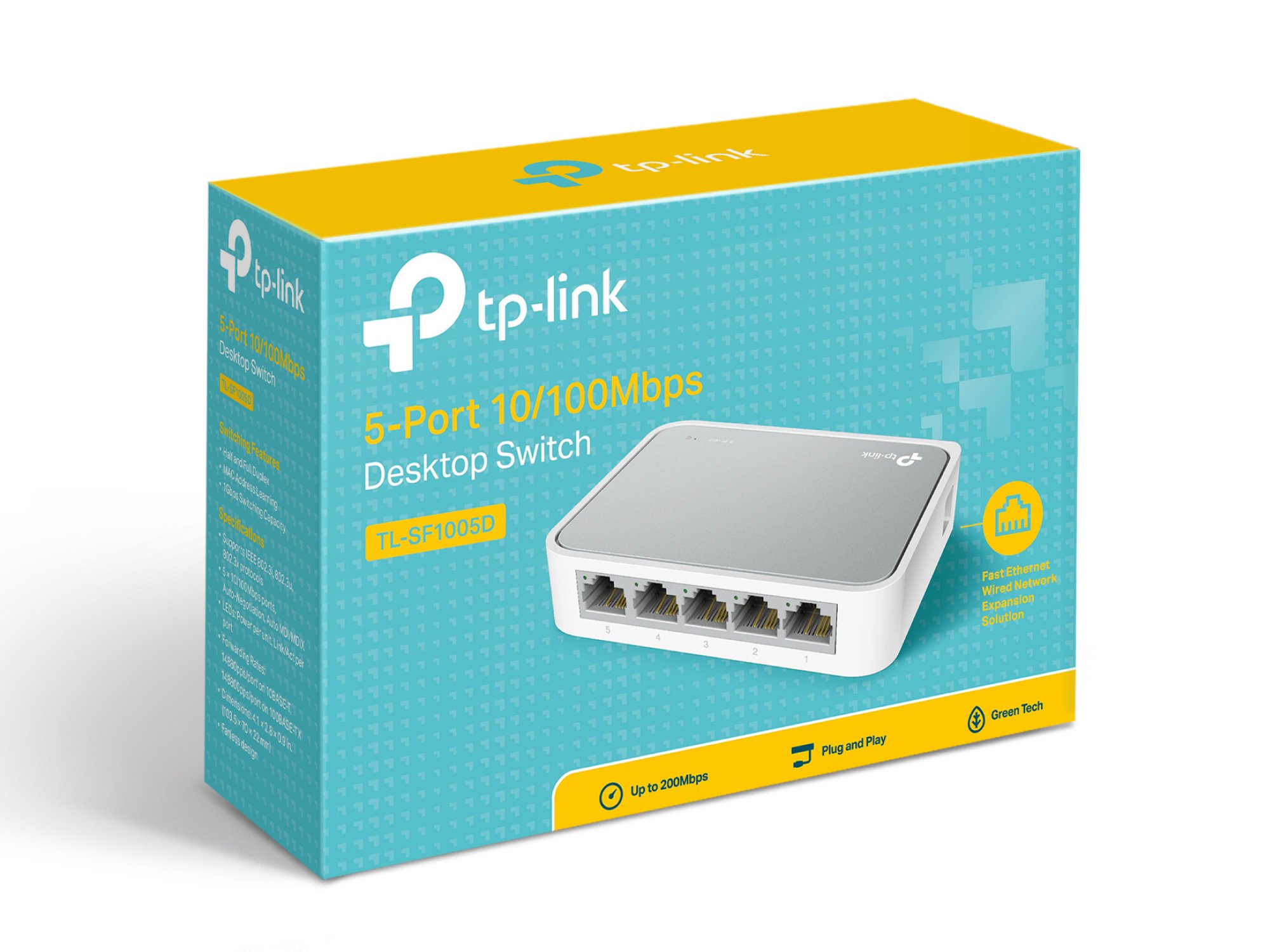 TP-Link S0202010 Switch de Sobremesa, Tl-Sf1005D Rj45 x 5 10/100 Mbps Plastico