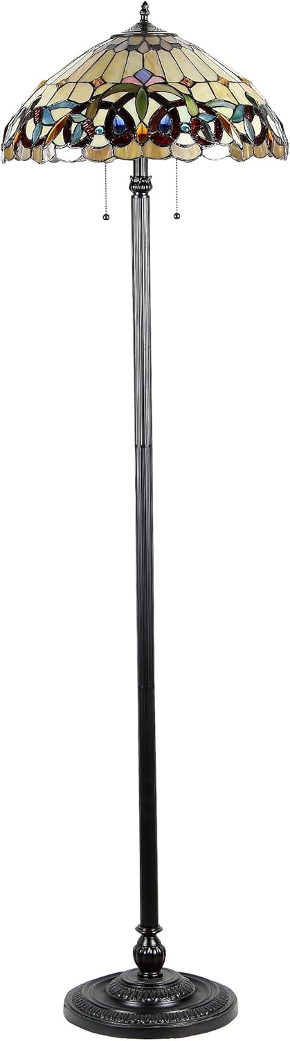 Chloe Lighting CH33353VR18-FL2 "Serenity" Tiffany-Style Victorian 2 Light Floor Lamp 18" Shade, 65.4" x 18.1" x 18.1"