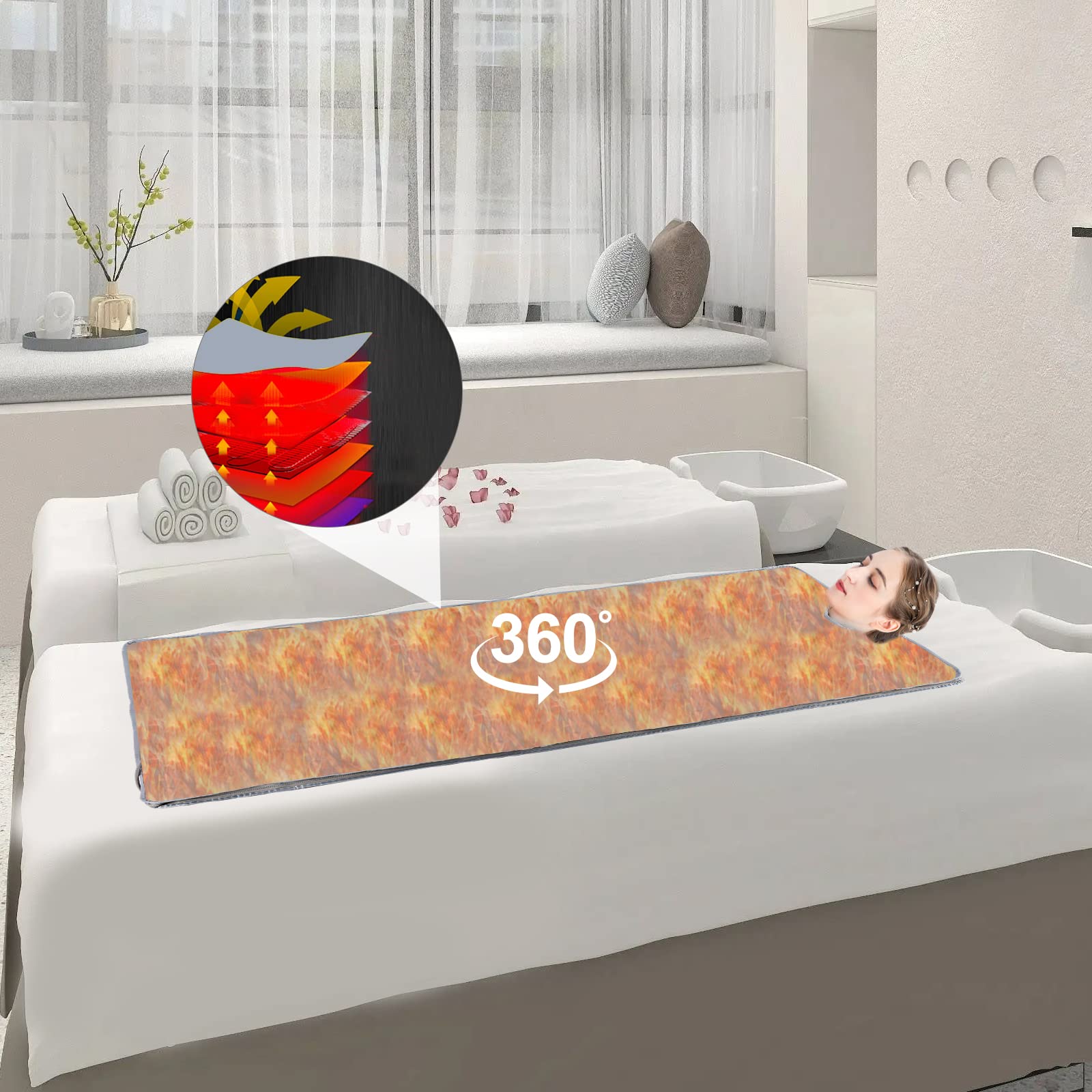 Manta para sauna por infrarrojos portátil, con función de temporizador, control de temperatura zonal, 650 W