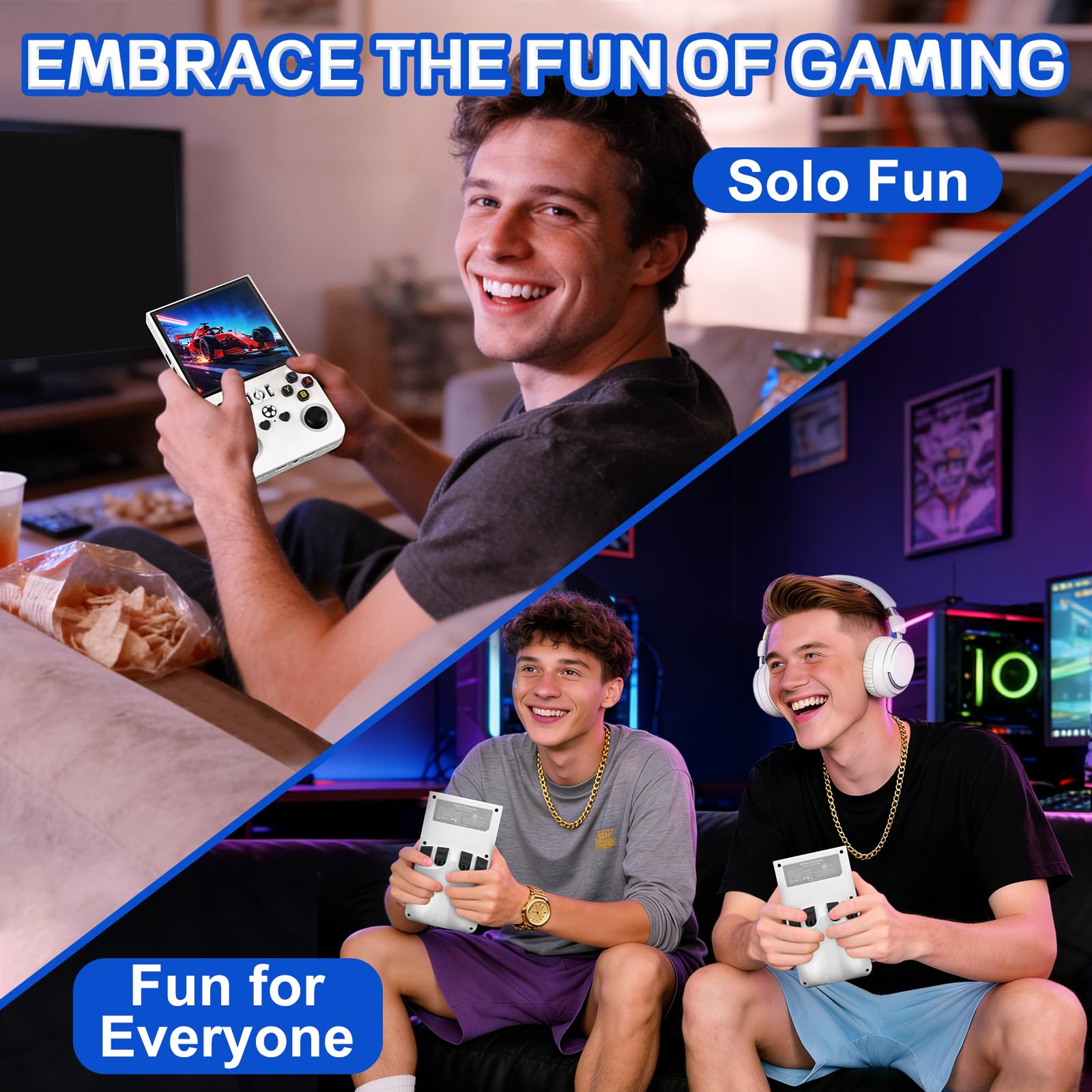 Rhesusco R36MAX Retro Video Game Console - Portable Console with 4.0-Inch HD Screen,128G TF Card,Support 22000+Classic Games,Open Source System,4000mAh Battery,Birthday Gift for Adults-White — view 8