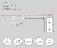 Vista 4 de Ivilon Soportes ajustables para barras de cortina - para barras de 1 o 1 1/8 pulgadas. Juego de 2 - Negro antiguo