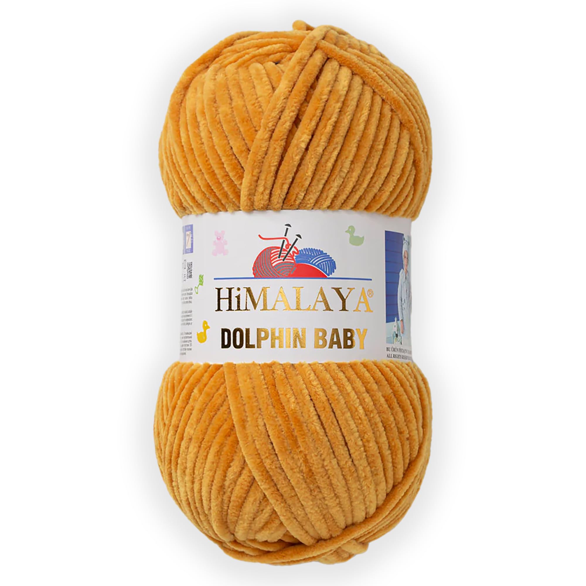 Hilo de chenilla Himalaya Dolphin Baby color amarillo mostaza para el hogar