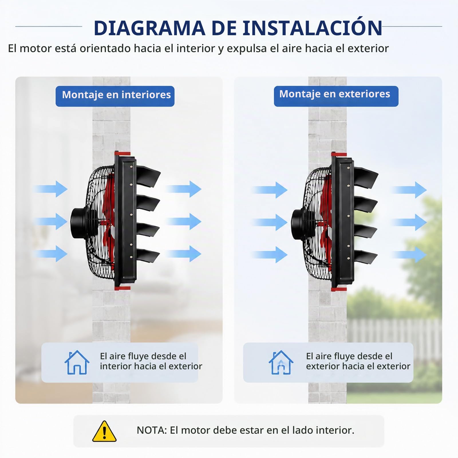 Extractor de Aire Industrial 220V 1400 RPM, Ventilador Axial de Pared de Alta Potencia para Garaje, Taller, Restaurante, Cocina y Baño 41cm/16.1in