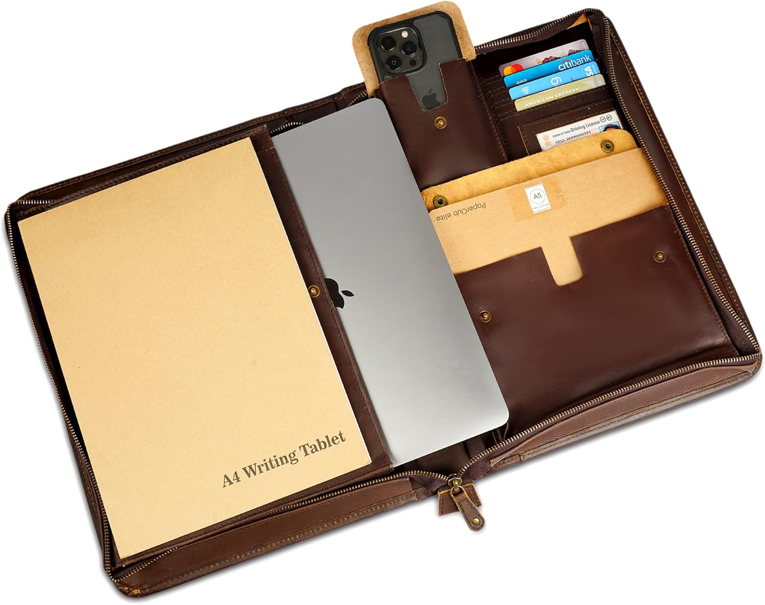 The Antiq Zipper Padfolio, Genuine Leather Padfolio