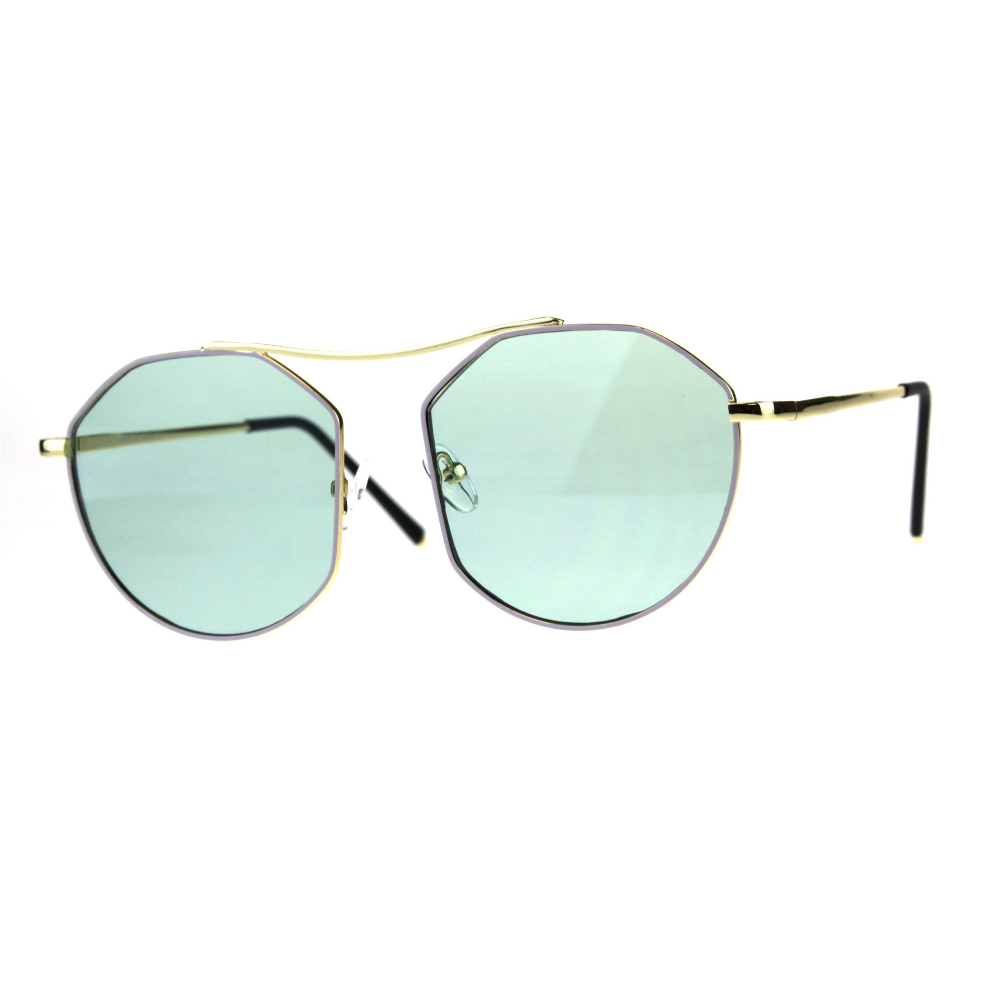 Mens Unique Luxury Metal Rim Bridgeless Color Lens Sunglasses