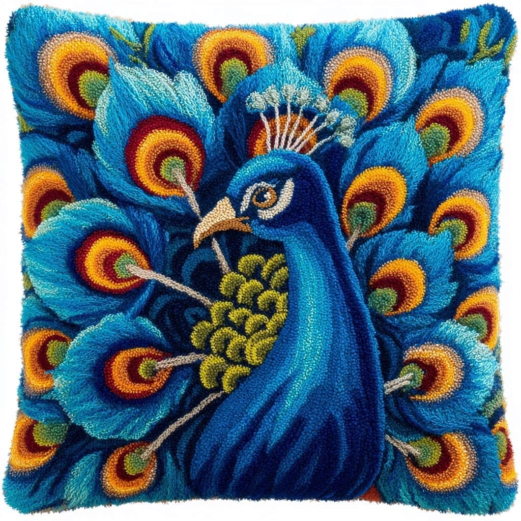 WallustrioaW Latch Hook Kits for Adults,Animal Peacock