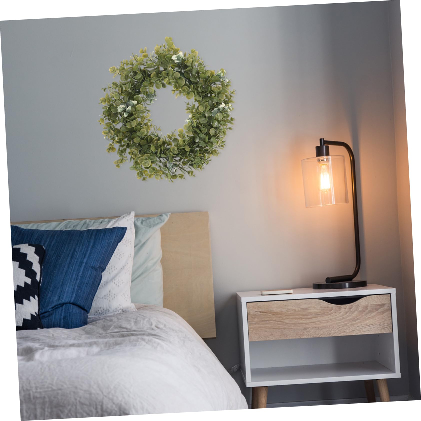 Ghirlanda Decorativa Da Parete in Stile Foglie Di Eucalipto Finte, 35 Cm, Materiale Sintetico Resistente Per Decorazioni Di Nozze e Casa