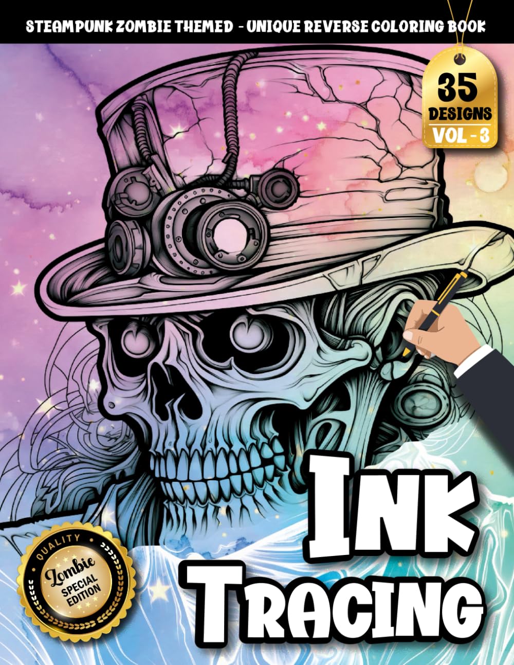 Ink Tracing Book For Adults: Steampunk Zombie Tracing Art with Mechanical Details, Gothic Style, and Creative Calm