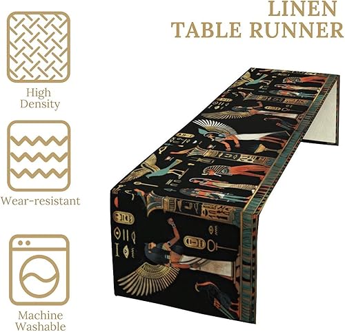 Miniatura 4 de Camino de mesa del Antiguo Egipto, símbolo de jeroglífico egipcio retro para decoración de mesa de cocina del hogar, comedor, cafetería, decoración