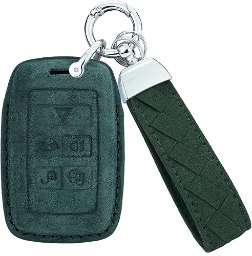 Miniatura 18 de SANRILY Suede Leather Key Fob Cover for Land Range Rover Discovery Rover Sport 2018 2019 and Jaguar XF 2021 Keyless Full Protection Smart Key Fob