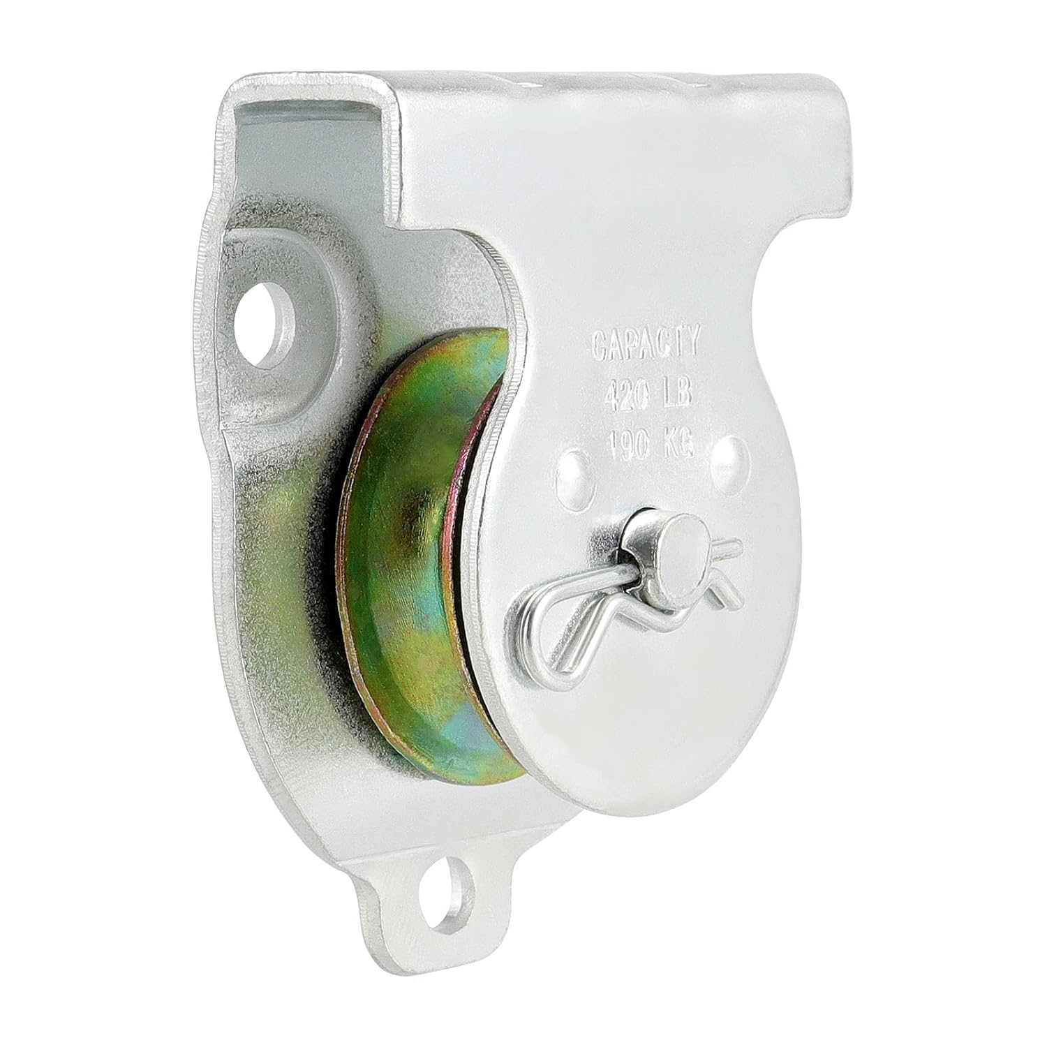 8 Packs Ceiling Mount Single Pulleys, 1-1/2 Inch Wall Mount Single Pulleys for 3/8 Inch Cord or Rope, Zinc Plating, Working Load 420 Lbs