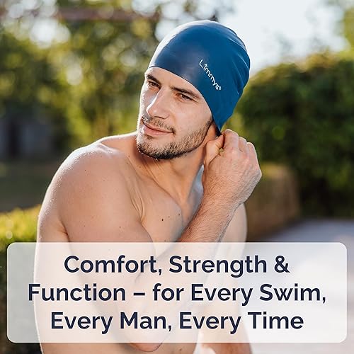 Miniatura 3 de Limmys Gorro de natación unisex para hombre y mujer, gorro de natación 100% silicona para mujer, de calidad premium, elástico y cómodo, disponible