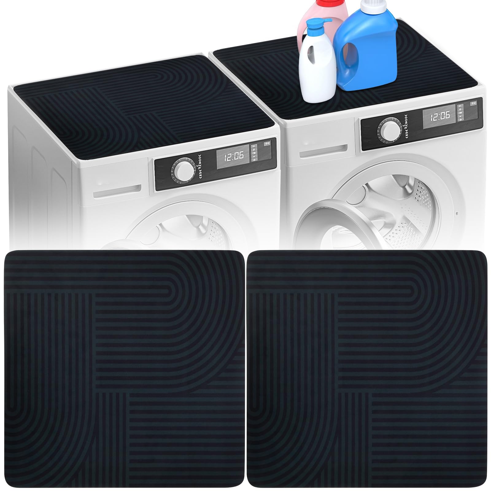 2Pcs Washer and Dryer Toppers, 60x60cm Diatom Mud Washer Dryer Covers for Top, Non Slip Laundry Machine Protector Mats, Scratch Resistant Noise Reducing Washing Machines and Dryers Pads
