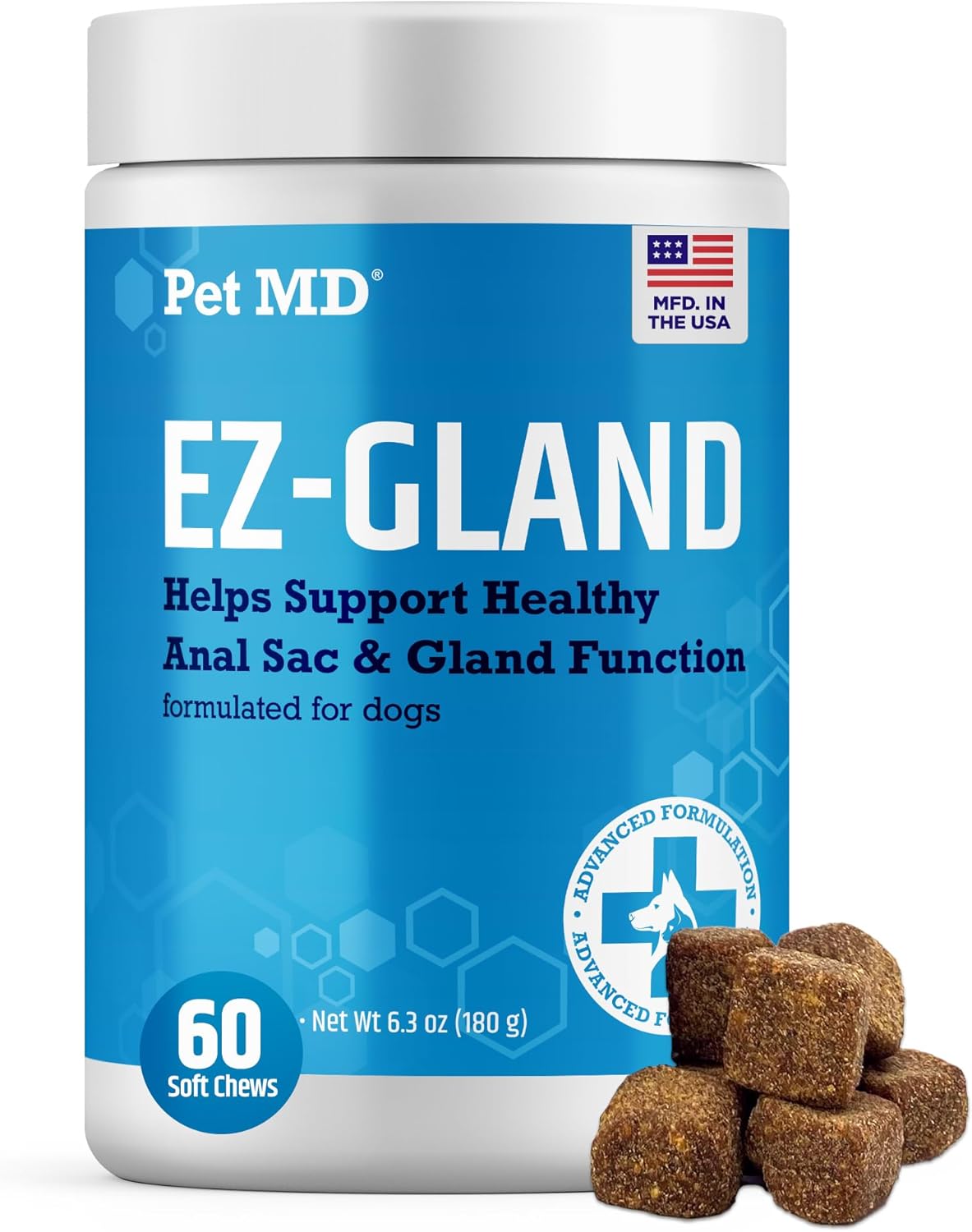 Pet MD EZ Gland - Dog Anal Gland Chews with Pumpkin and Fiber for Dogs for Digestive Support, Constipation Relief, and Stool Firmer - 120 ct Soft Chews