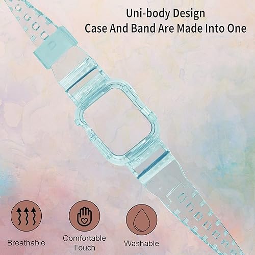 Miniatura 6 de Blingbrione Funda con correa compatible con Apple Watch de 1.57, 1.57, 1.57, 1.61, 1.65, 1.73 y 1.73 pulgadas correa de silicona de TPU suave con