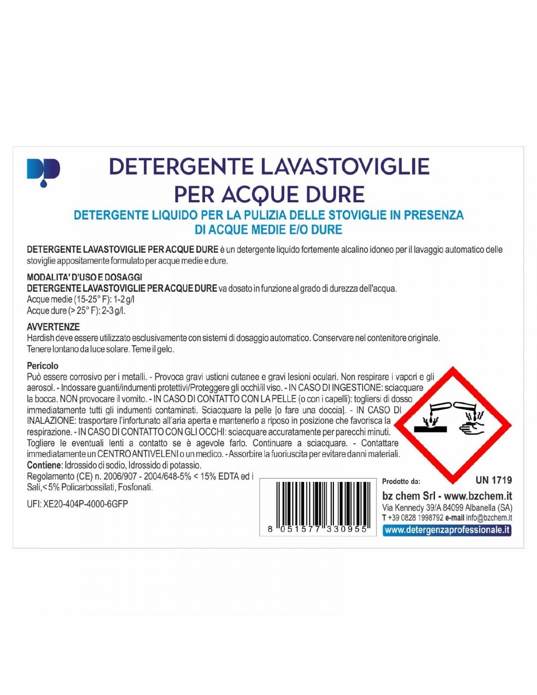 DETERGENTE LAVASTOVIGLIE per ACQUE DURE Cristal MATIC CONCENTRATO - Tanica da 20 L