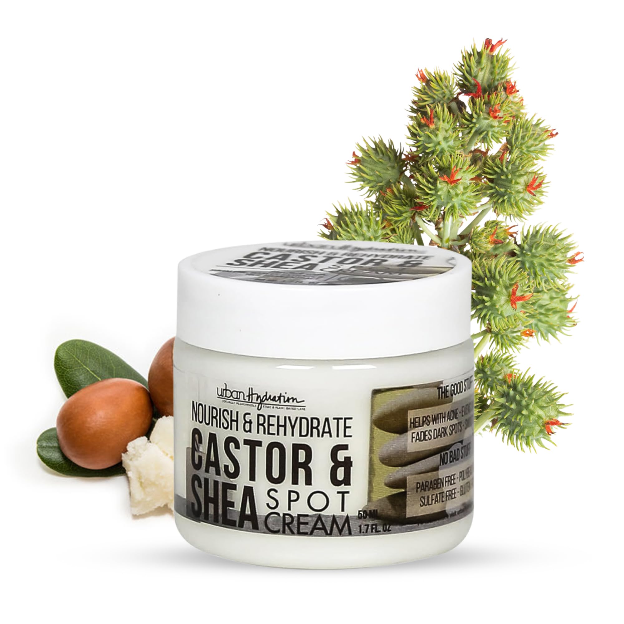 Nourish and Rehydrate Castor and Shea Spot Cream | Helps with Acne, Detoxes and Smooths Skin Benefits For All Skin Types | 1.7 Fl Ounces