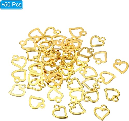 Miniatura 3 de PATIKIL Dije de corazón, 50 piezas de mini dije de círculo de corazón, diseño de metal a granel para hacer joyas, pulseras, aretes, collares, bodas,