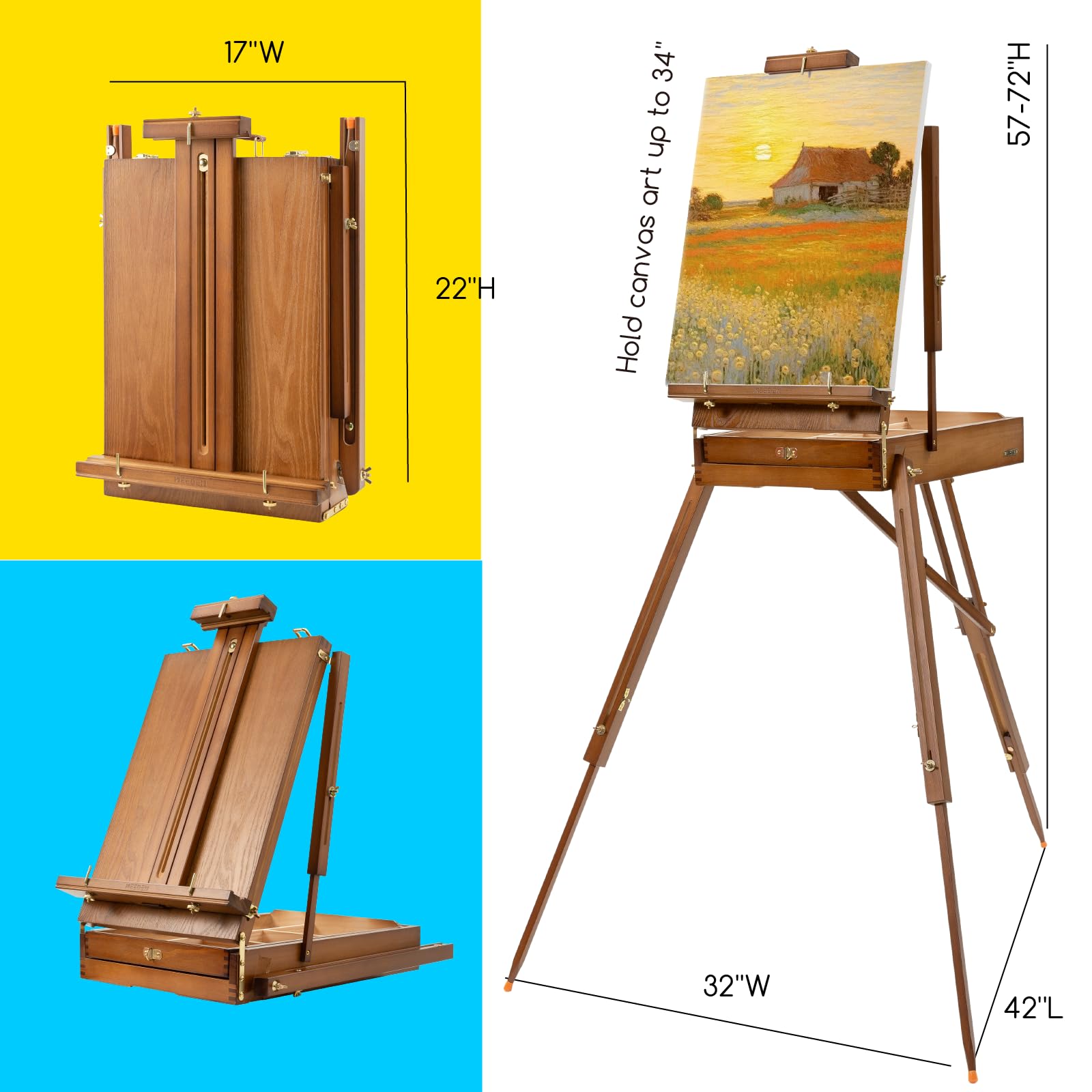 Amazon.com: MEEDEN Painting Kit with French Easel, 24 Colors