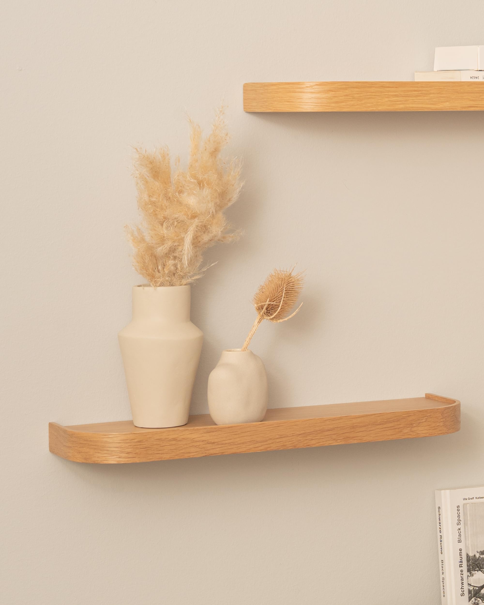 Kazai.® Mensole da Muro Set 'Toke' | 3 Mensola da Parete in Impiallacciato di Legno Vero | Scaffale in Legno Design per Decorazione e Organizzazione Bagno, Soggiorno, Cucina, Camera | Quercia