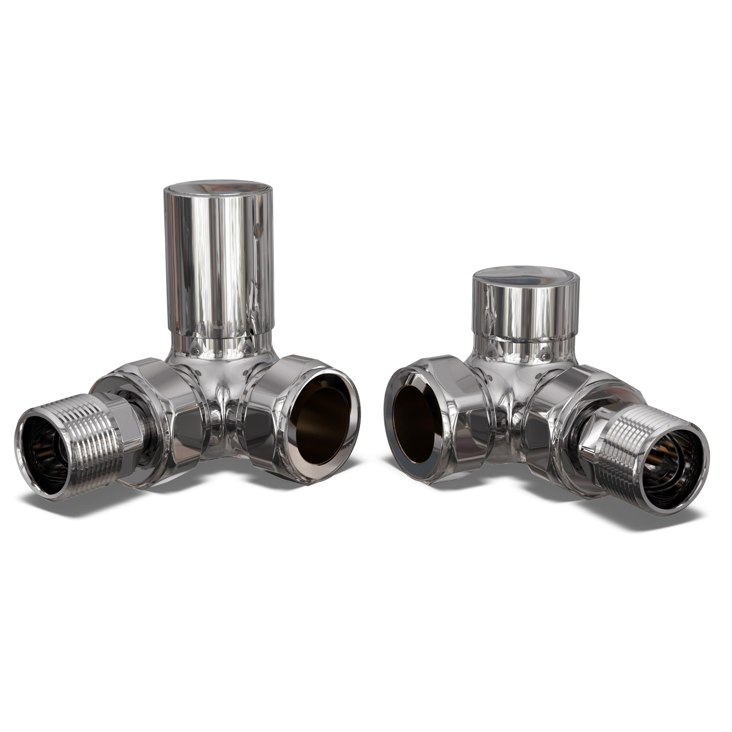 B&Q -  Round Thermostatic Radiator Valve Set Manual Trv Corner With Lockshield 15mmModern Style Chrome