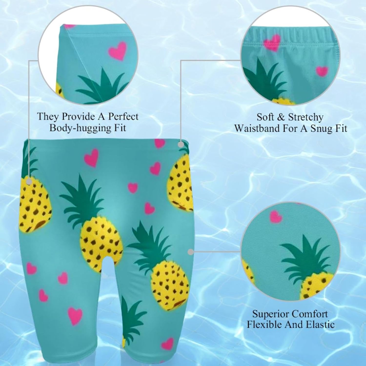 Swimsuit for Men & Boys,Competition Lap Swim Suit, Square Leg Endurance Training,Colored Pineapple
