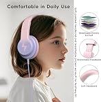 2 Pack Kids Headphones, Wired Headphones for Kids Over Ear with Microphone, 85/94dB Volume Limiter Headphone for Girls Boys, Foldable Headphone for Learning & Entertainment Gradient Pink+Purple