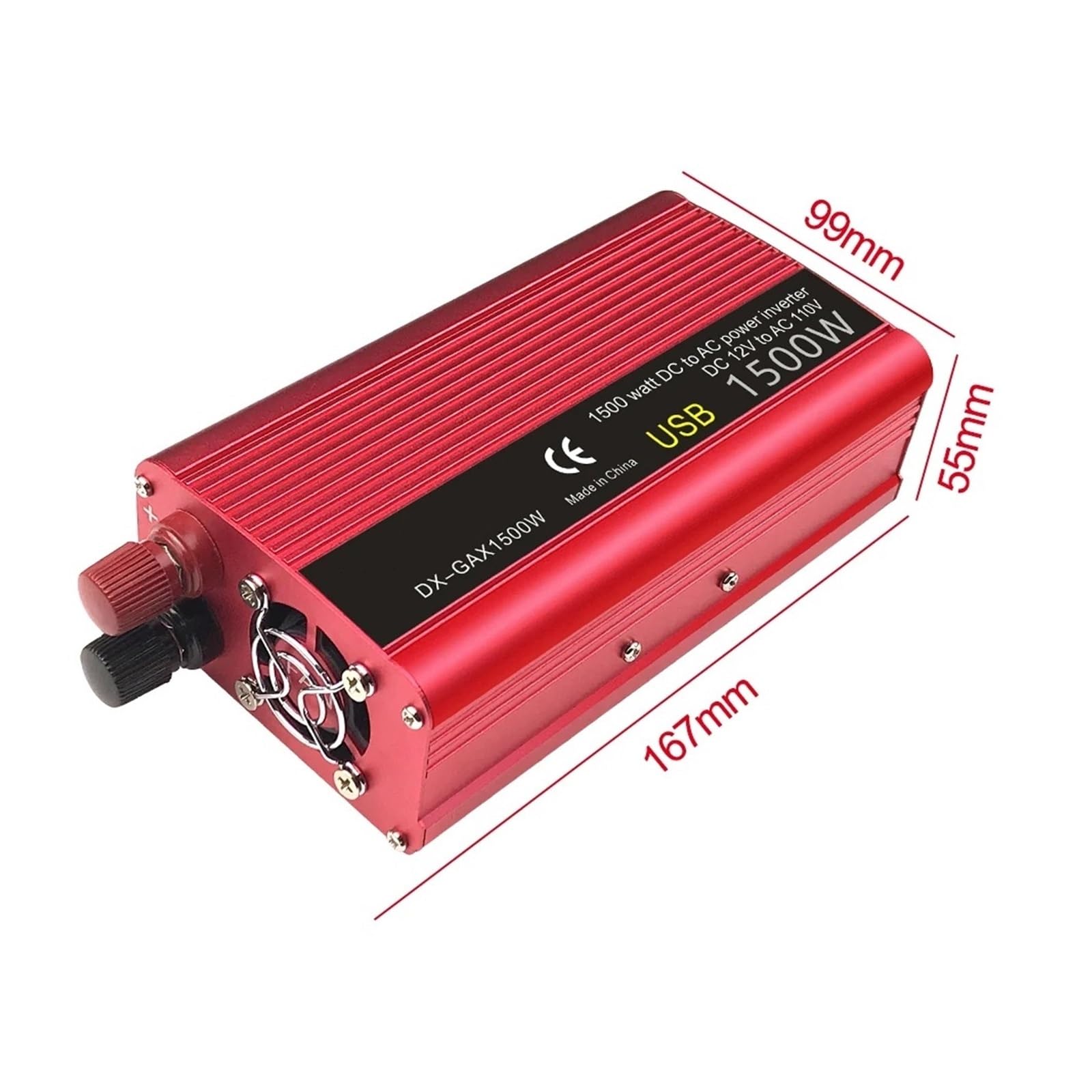 Invertitore Tensione Convertitore Per Auto 12V 220V Convertitore Per Auto 2600W/2000W/1500W Potenza Di Picco Convertitore Inverter Portatile Per Banca Di Potere Esterna Convertitore Potenza(1500W red