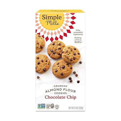 Simple Mills Galletas crujientes de harina de almendras chispas de chocolate sin gluten vegano bocadillos saludables hechos con aceite de coco