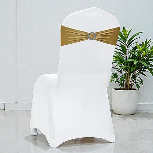 Miniatura 5 de MDS - Paquete de 25 bandas de elastano para silla, universales, se ajustan a bandas elásticas para sillas con hebilla para boda, lazo deslizante de